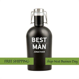 Engraved Beer Growler For Bestman, Black Matte 64 Oz - Unique & Personalized Best Man Wedding Party Gift Lover