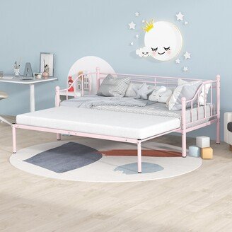 TOSWIN Twin Size Daybed with Trundle, Elegant and Simple Steel Daybed