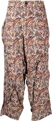 Paisley-Print Straight Trousers