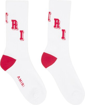 White & Red Collegiate Socks