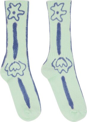 Green & Navy Mint Sprouts Socks