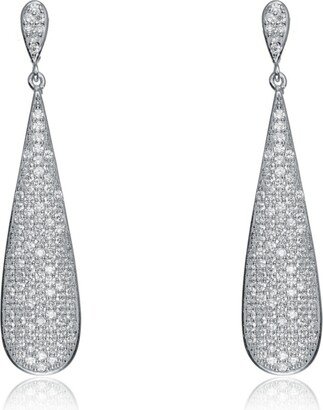 Sterling Silver Cubic Zirconia Solid Elongated Earrings