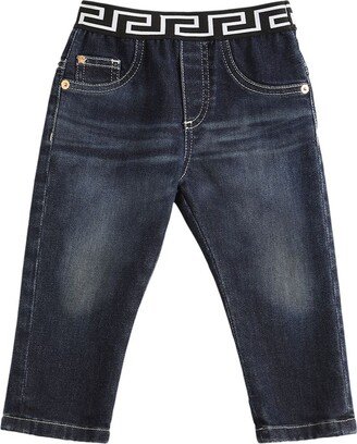 Greca logo cotton denim jeans