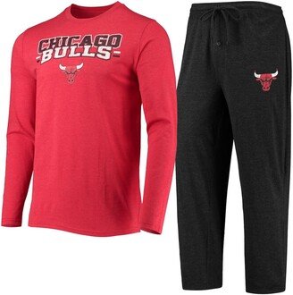 Men's Concepts Sport Black, Red Chicago Bulls Long Sleeve T-shirt and Pants Sleep Set - Black, Red