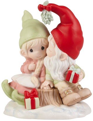 221046 Gnomie Wishes and Mistletoe Kisses Bisque Porcelain Figurine