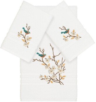 Spring 3-Piece Embellished Towel Set - White