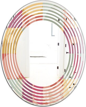 Designart 'Geometric Retro Minimal I' Printed Modern Round or Oval Wall Mirror - Wave