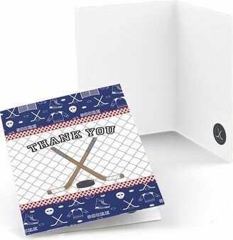 Big Dot of Happiness Shoots and Scores - Hockey - Baby Shower or Birthday Party Thank You Cards (8 Count)