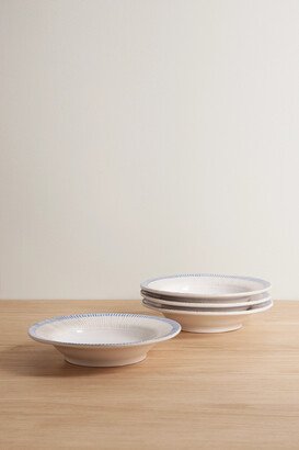 Soho Home - Claudine Set Of Four Striped Ceramic Pasta Bowls - Blue