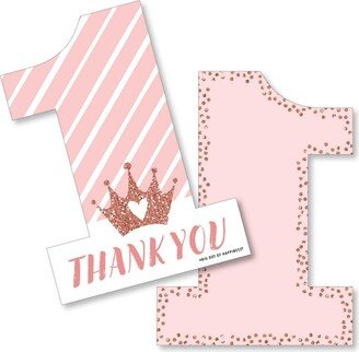 Big Dot Of Happiness 1st Birthday Little Miss Onederful - Party Shaped Thank You Note Cards - 12 Ct