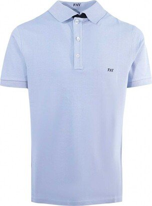 Light Blue Stretch Cotton Pique Polo Shirt