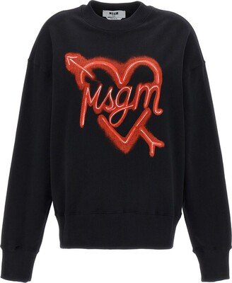 Heart Printed Crewneck Sweatshirt