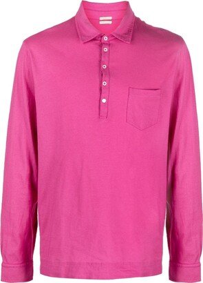 Long-Sleeve Cotton Polo Shirt-AF