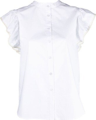 Pearl-Trim Buttoned Blouse