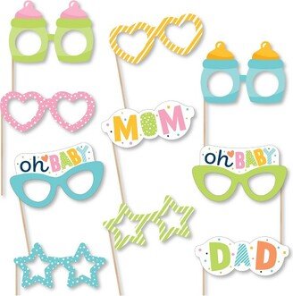 Big Dot of Happiness Colorful Baby Shower Glasses - Paper Card Stock Gender Neutral Party Photo Booth Props Kit - 10 Count