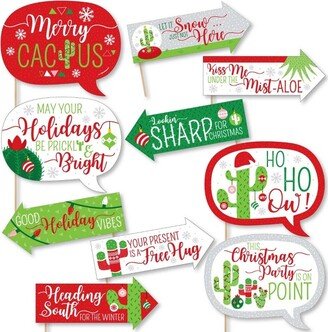 Big Dot of Happiness Funny Merry Cactus - Christmas Cactus Party Photo Booth Props Kit - 10 Piece