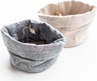 Linen Bread Basket, Organic Food Storage Linen Table Decor Gift