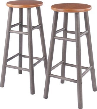 Huxton 2-Piece Wood Bar Stool Set - Gray, Teak