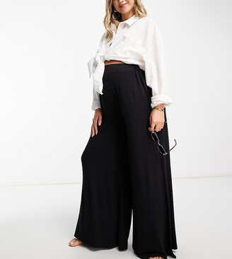 ASOS DESIGN Maternity jersey palazzo beach pants in black