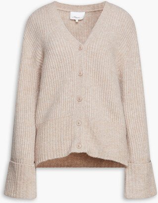 Brushed ribbed-knit cardigan