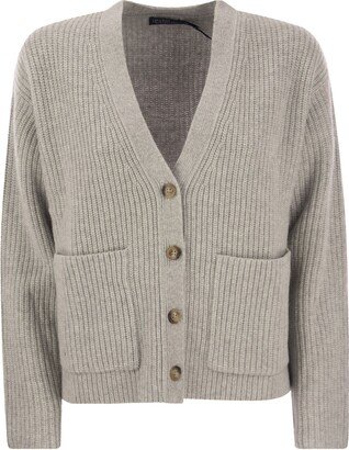 Ribbed Wool And Cashmere Cardigan-AA