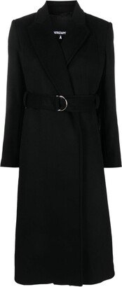 Belted-Waist Long-Sleeve Coat