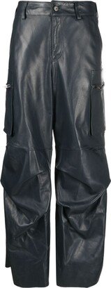 Low-Rise Leather Cargo Trousers