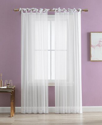 Closeout! Solid Sheer 2 Piece Tie Top Drapes Set, 74 x 84