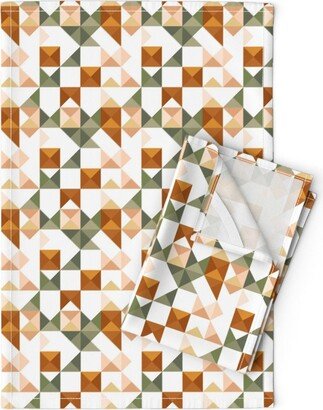 Autumn Patchwork Tea Towels | Set Of 2 - Geometric Abstract Triangle By Paperondesign Linen Cotton Spoonflower