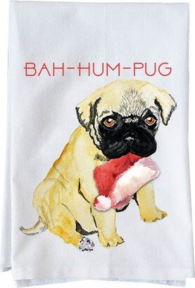 Bah-Hum-Pug Kitchen Towel| Decorative Christmas Flour Sack Towels | Gifts Under 10