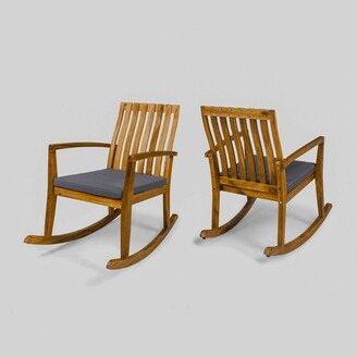 2pk Colmena Acacia Wood Rustic Patio Rocking Chair / Dark Gray