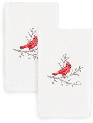 Christmas Cardinal Embroidered Turkish Cotton Hand Towels - Set of 2