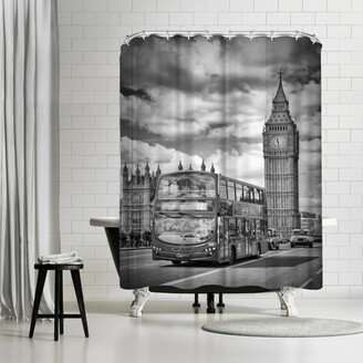 71 x 74 Shower Curtain, London Houses Of Parliament And Traffic by Melanie Viola