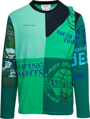 Green Long Sleeves Long Sleeve Shirt With Regenerated Print In Cotton Man