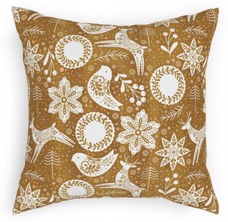 Outdoor Pillows: Gingerbread Forest - Brown & White Outdoor Pillow, 18X18, Double Sided, Brown