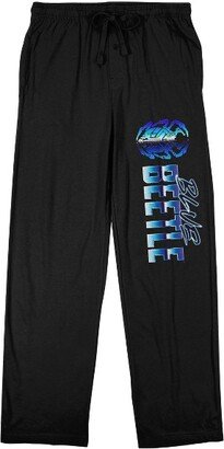 Blue Beetle Chrome Logo Men's Black Sleep Pajama Pants-Large