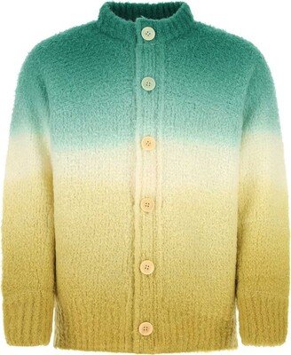 Gradient-Effect Button-Up Cardigan