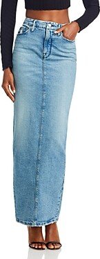 Denim Tube Maxi Skirt-AA