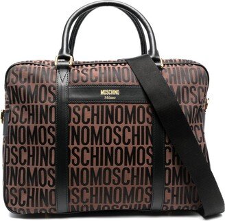 Monogram-Pattern Leather Laptop Bag