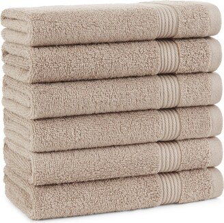 Arkwright Home Host and Home Hand Towels (6 Pack), Solid Color Options, 16x28 in, Double Stitched Edges, 600 Gsm, Soft Ringspun Cotton, Stylish Striped Dobby Border