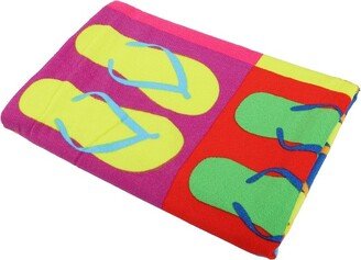 Unique Bargains Soft Absorbent Beach Towel Slippers Pattern Classic Design Colorful 59