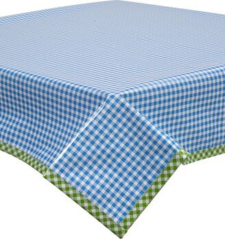 Rectangular Light Blue Gingham Oilcloth Tablecloth