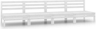 Patio Middle Sofas 4 pcs White Solid Pinewood - 25 x 25 x 24.6