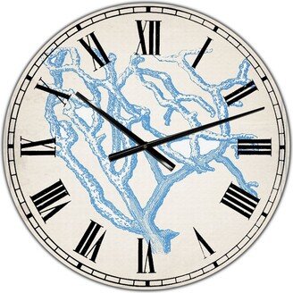 Designart Blue Coral 2 Large Nautical & Coastal Wall Clock - 36