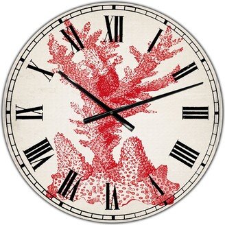 Designart Red Coral 1 Oversized Nautical & Coastal Wall Clock - 36 x 28 x 1