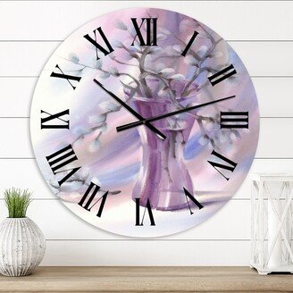 Designart 'Willow Branches in Violet Glass Vase' Farmhouse wall clock