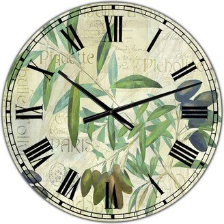 Designart Olives Picholines Oversized Cottage Wall Clock - 36 x 28 x 1