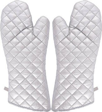 Unique Bargains Household Bakery Heat Resistance Microwave Baking Cotton Blends Kitchen Gloves 14.6