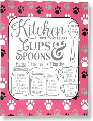 Inch Magnet Kitchen Measurements Conversion Chart Cups & Spoons Pink Dog Cat Paws