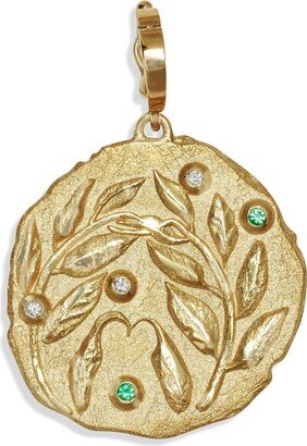 Olive Branch Large Yellow Gold Coin Charm